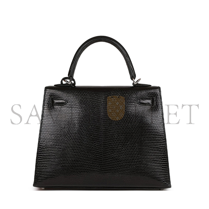 H**mes master kelly 25 black lizard palladium hardware (25*17*7cm)